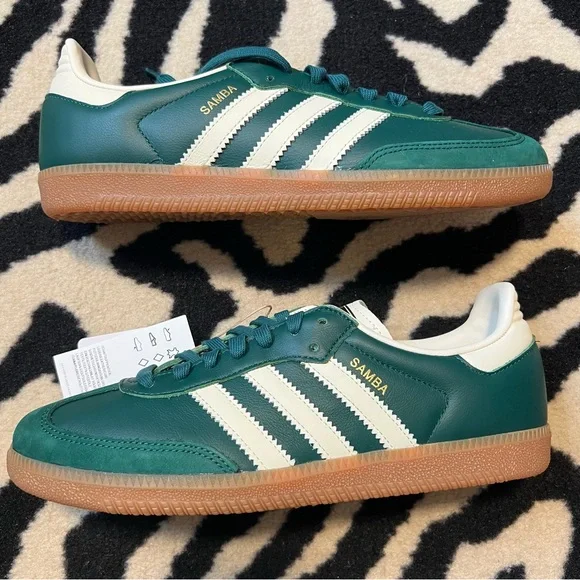 NWT Adidas Samba OG W Collegiate Green Cream White Sneakers Size Women’s 8 - Picture 10 of 16